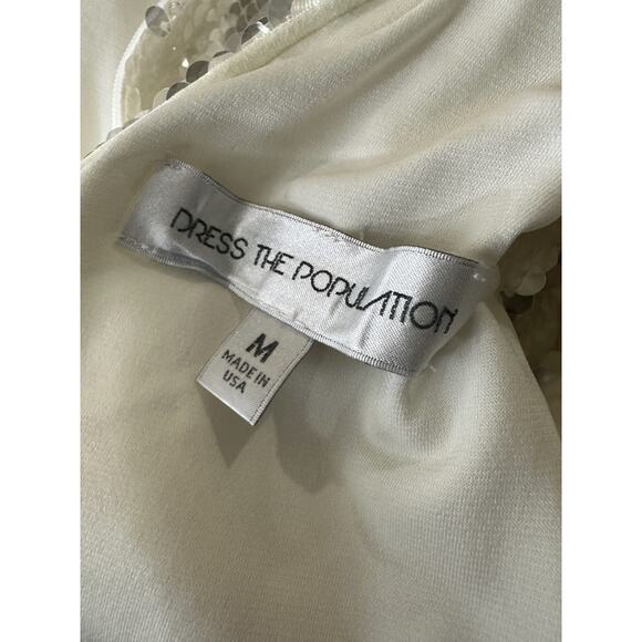 Dress the Population Sequin Tabitha Body Con Sheath Mini Dress Ivory Size Medium - Picture 6 of 13